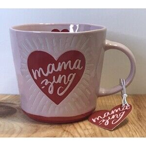 Prima Design Mama-zing Pink Red Heart Ceramic Coffee Tea Mug Mother's Day Gift